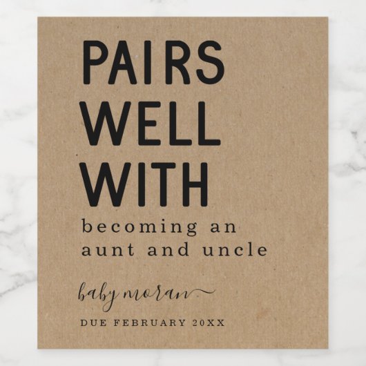Funny Pairs gut mit dem Werden zu Tante & Onkel Weinetikett (Einzelnes Label)
