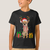 Funny Pajama Weihnachtsmannmütze Chihuahua Weihnac T-Shirt (Vorderseite)