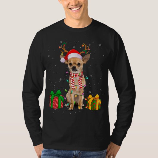 Funny Pajama Weihnachtsmannmütze Chihuahua Weihnac T-Shirt (Vorderseite)