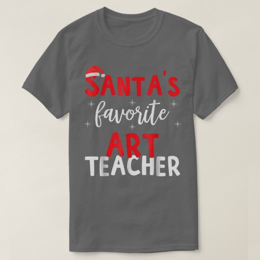 Funny Pajama Xmas Santas Lieblings-Kunstlehrer T-Shirt (Design vorne)
