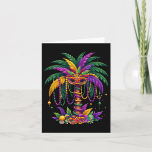 Funny Palm Tree and Beads Mardi Gras Hawaiian Trop Karte