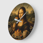 Funny Pancake Mona Lisa Große Wanduhr (Winkel)