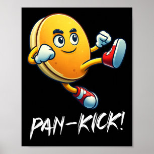 Funny Pancake Pan Karate Kick Boys Girls Food Lieb Poster