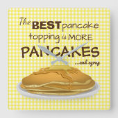 Funny Pancakes und Sirup Zitronensatz Quadratische Wanduhr (Vorderseite)