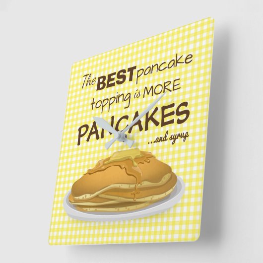 Funny Pancakes und Sirup Zitronensatz Quadratische Wanduhr (Winkel)