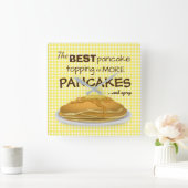 Funny Pancakes und Sirup Zitronensatz Quadratische Wanduhr (Zuhause)