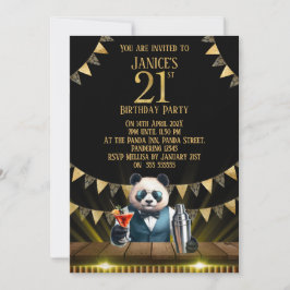 Funny Panda 21st Birthday Party Invitation Einladung