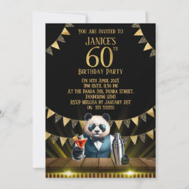 Funny Panda 60th Birthday Party Invitation Einladung