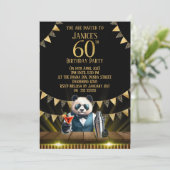 Funny Panda 60th Birthday Party Invitation Einladung (Stehend Vorderseite)