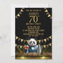 Funny Panda 70th Birthday Party Invitation Einladung