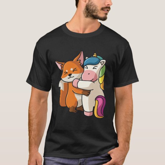 Funny Panda and Unicorn cute Hug Cuddle Animals Cu T-Shirt (Vorderseite)