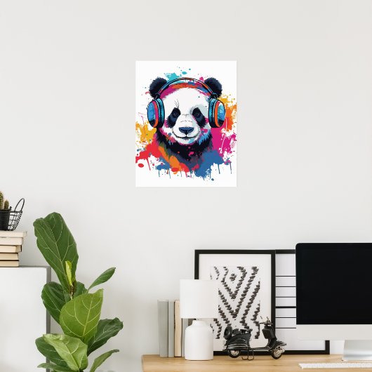 Funny Panda Aquarellkunst Poster (Heimbüro)