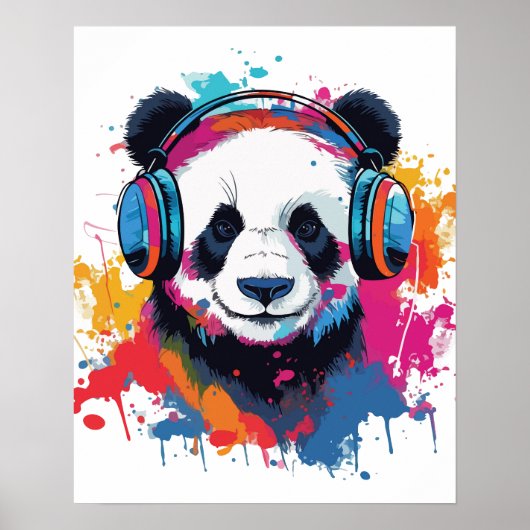 Funny Panda Aquarellkunst Poster (Vorne)