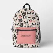 Funny Panda Bärenmuster Pink Black Backpack Bedruckter Rucksack (Vorderseite)