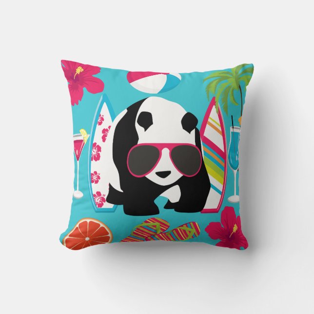 Funny Panda Bear Beach Bum Coole Sonnenbrille Surf Kissen (Vorderseite)
