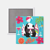 Funny Panda Bear Beach Bum Coole Sonnenbrille Surf Magnet (Vorderseite/Rückseite)