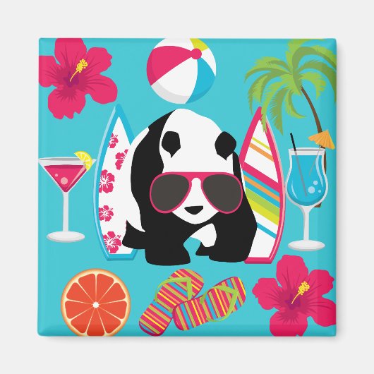 Funny Panda Bear Beach Bum Coole Sonnenbrille Surf Magnet (Vorne)