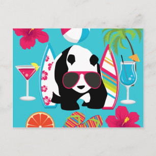Funny Panda Bear Beach Bum Coole Sonnenbrille Surf Postkarte