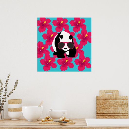 Funny Panda Bear Beach Bum Coole Sonnenbrille Trop Poster (Küche)