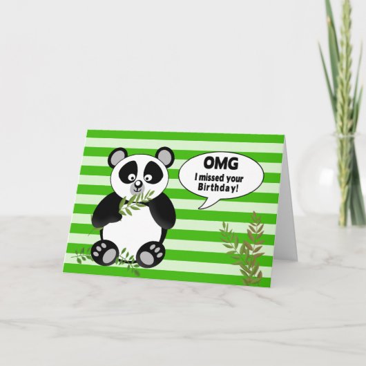 Funny Panda Bear Belated Geburtstag Karte (Vorderseite)