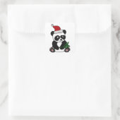 Funny Panda Bear Christmas Art Quadratischer Aufkleber (Tasche)