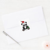 Funny Panda Bear Christmas Art Quadratischer Aufkleber (Umschlag)