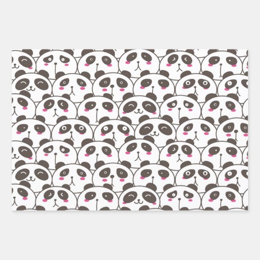 Funny Panda Bear Doodle Geschenkpapier Set (Vorderseite 2)