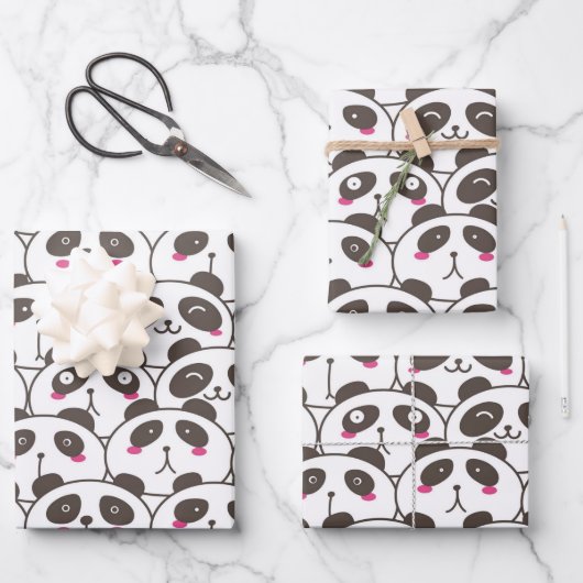 Funny Panda Bear Doodle Geschenkpapier Set (Vorderseite)