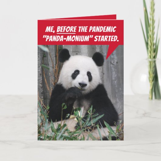 Funny Panda Before and After Pandemic Karte (Vorderseite)