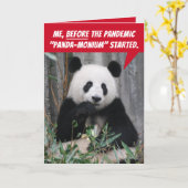 Funny Panda Before and After Pandemic Karte (Gelbe Blume)