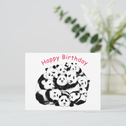 Funny Panda Birthday Card Postkarte (Stehend Vorderseite)