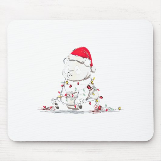 Funny Panda Christmas Graphics Animal Lights Lover Mousepad (Vorne)