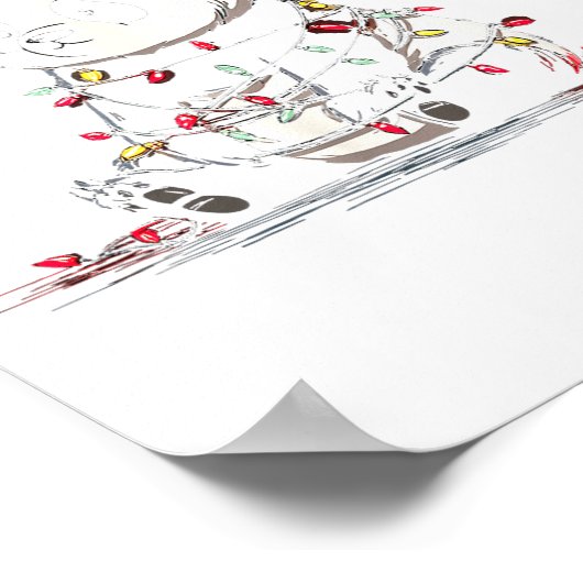 Funny Panda Christmas Graphics Animal Lights Lover Poster (Ecke)