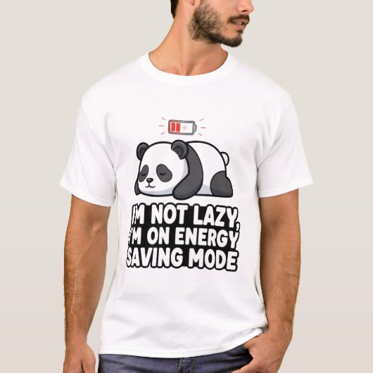 Funny Panda "Energy Saving Mode" T-Shirt (Vorderseite)