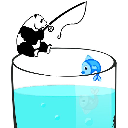 Funny Panda Fischen in einem Glas Wasser T-Shirt