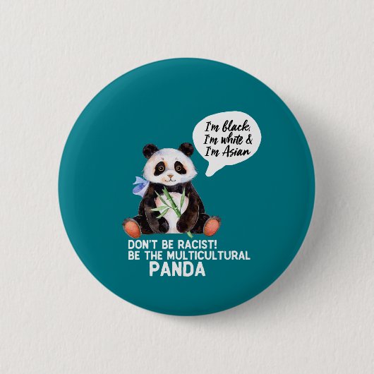 Funny Panda gegen Rassismus Schwarz-weiß und asiat Button (Vorderseite)