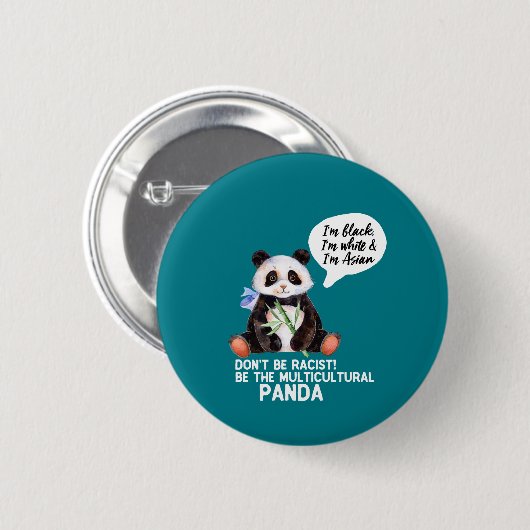 Funny Panda gegen Rassismus Schwarz-weiß und asiat Button (Vorne & Hinten)