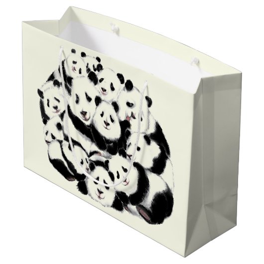 Funny Panda Geschenktasche Große Geschenktüte (Rückseite Schrägansicht)