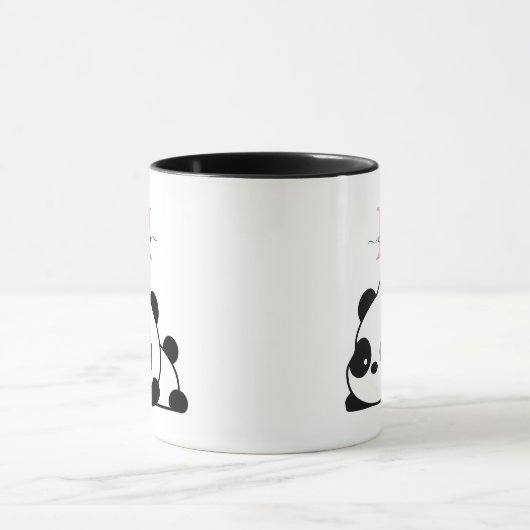 Funny Panda Modern Pink Monogram Tasse (Zentrum)