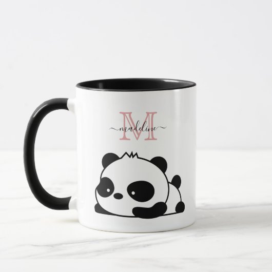 Funny Panda Modern Pink Monogram Tasse (Links)