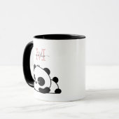 Funny Panda Modern Pink Monogram Tasse (Vorderseite Links)