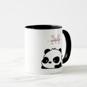 Funny Panda Modern Pink Monogram Tasse (VorderseiteRechts)