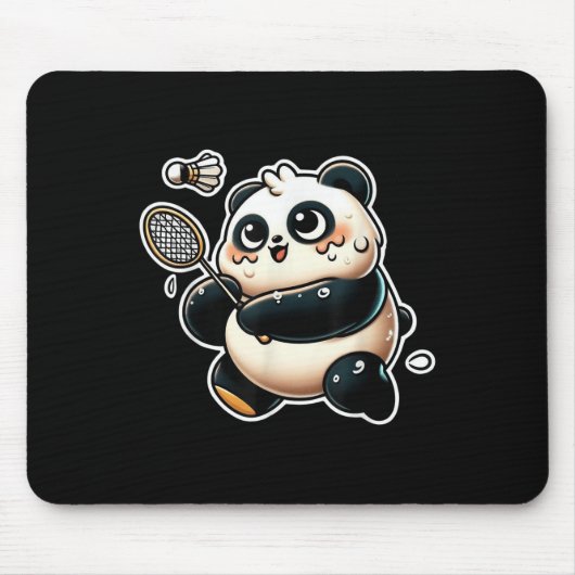 Funny Panda Playing Badminton Cute Sporty Exercise Mousepad (Vorne)