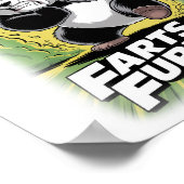 Funny Panda running and making Fart on a White Poster (Ecke)