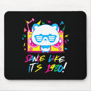 Funny Panda Shirt For Boys 80er Panda Boombox Danc Mousepad