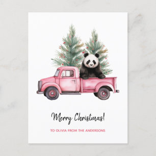 Funny Panda Vintag Truck Weihnachten in Pink