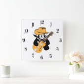 Funny panda with guitar quadratische wanduhr (Zuhause)