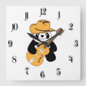 Funny panda with guitar quadratische wanduhr (Vorderseite)