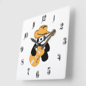Funny panda with guitar quadratische wanduhr (Winkel)