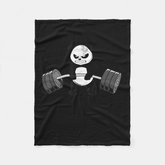 Funny Panda Workout Kitten Gym Deadlift Power Fleecedecke (Vorderseite)